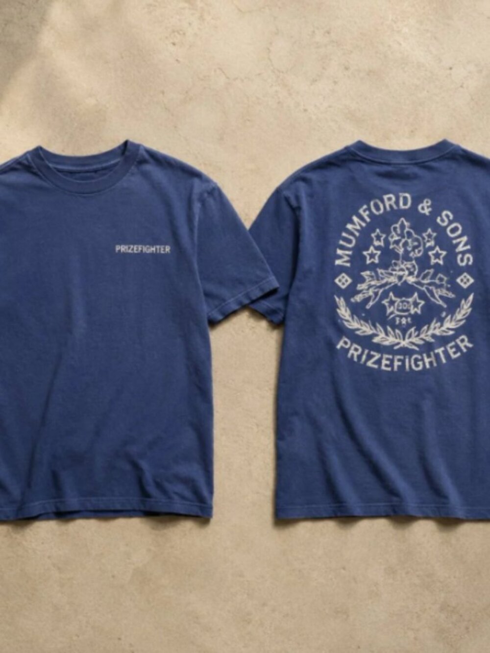 Mumford And Sons Prizefighter Double-Sided Faded Navy T-Shirt